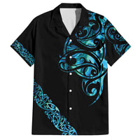 All Black Maori Tribal Tattoo Personalised Family Matching Off The Shoulder Long Sleeve Dress and Hawaiian Shirt Polynesian Style LT9 Dad's Shirt - Short Sleeve Black - Polynesian Pride