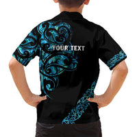 All Black Maori Tribal Tattoo Personalised Family Matching Off Shoulder Short Dress and Hawaiian Shirt Polynesian Style LT9 - Polynesian Pride