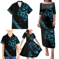All Black Maori Tribal Tattoo Personalised Family Matching Puletasi and Hawaiian Shirt Polynesian Style LT9 - Polynesian Pride