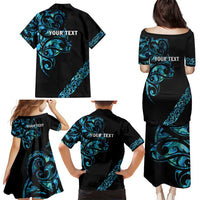 All Black Maori Tribal Tattoo Personalised Family Matching Puletasi and Hawaiian Shirt Polynesian Style LT9 - Polynesian Pride