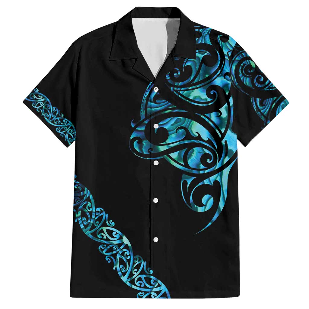 All Black Maori Tribal Tattoo Personalised Family Matching Short Sleeve Bodycon Dress and Hawaiian Shirt Polynesian Style LT9 Dad's Shirt - Short Sleeve Black - Polynesian Pride
