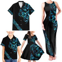 All Black Maori Tribal Tattoo Personalised Family Matching Tank Maxi Dress and Hawaiian Shirt Polynesian Style LT9 - Polynesian Pride