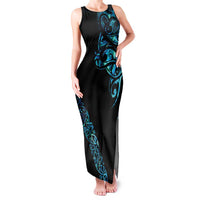 All Black Maori Tribal Tattoo Personalised Family Matching Tank Maxi Dress and Hawaiian Shirt Polynesian Style LT9 Mom's Dress Black - Polynesian Pride