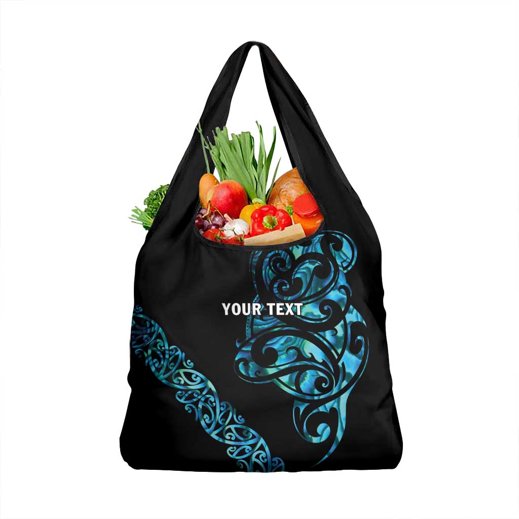 All Black Maori Tribal Tattoo Personalised Grocery Bag Polynesian Style