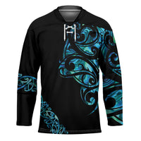 All Black Maori Tribal Tattoo Personalised Hockey Jersey Polynesian Style - Polynesian Pride