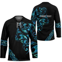 All Black Maori Tribal Tattoo Personalised Hockey Jersey Polynesian Style - Polynesian Pride