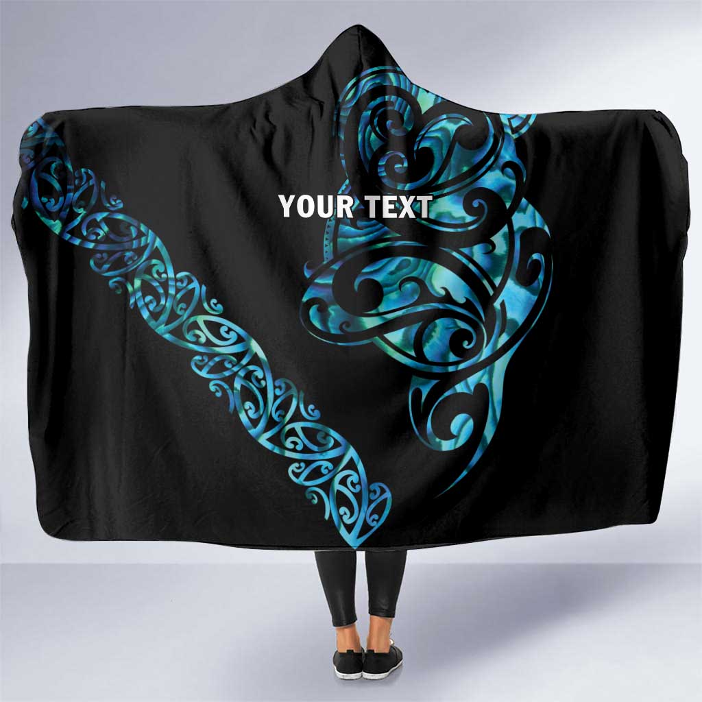 All Black Maori Tribal Tattoo Personalised Hooded Blanket Polynesian Style