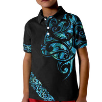 All Black Maori Tribal Tattoo Personalised Kid Polo Shirt Polynesian Style LT9 Kid Black - Polynesian Pride