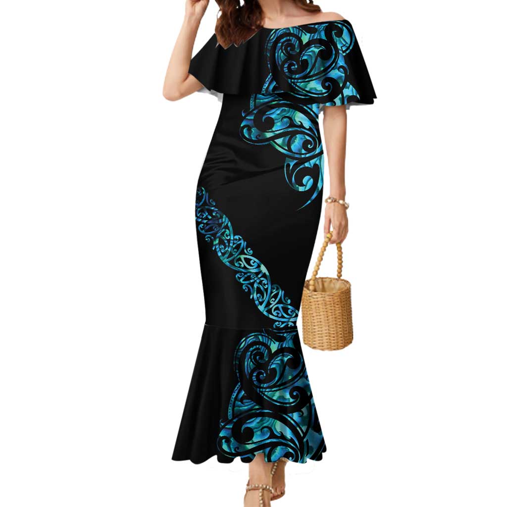 All Black Maori Tribal Tattoo Personalised Mermaid Dress Polynesian Style