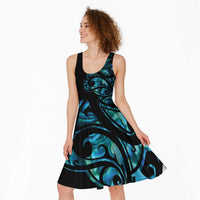 All Black Maori Tribal Tattoo Personalised Midi Dress Polynesian Style - Polynesian Pride