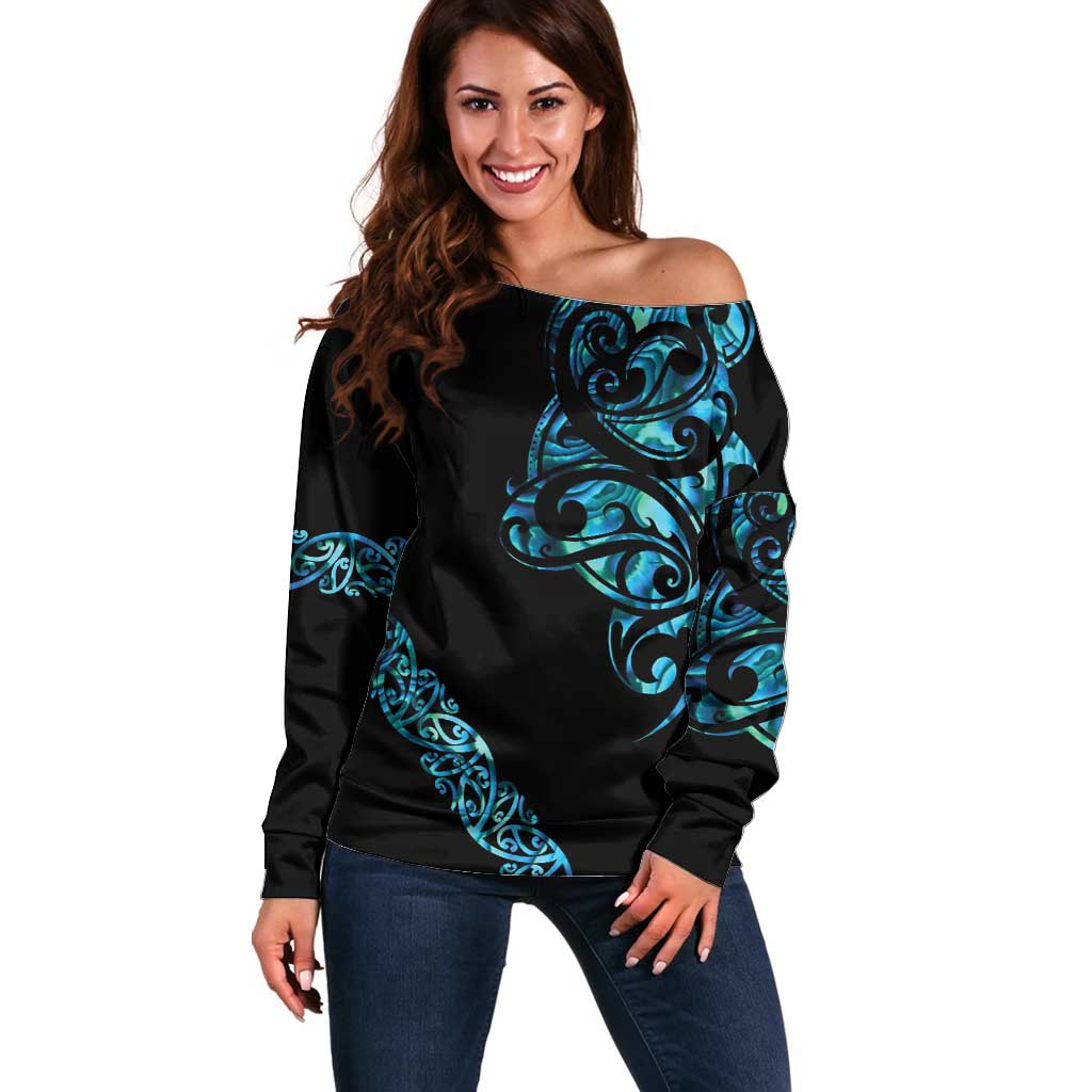 All Black Maori Tribal Tattoo Personalised Off Shoulder Sweater Polynesian Style