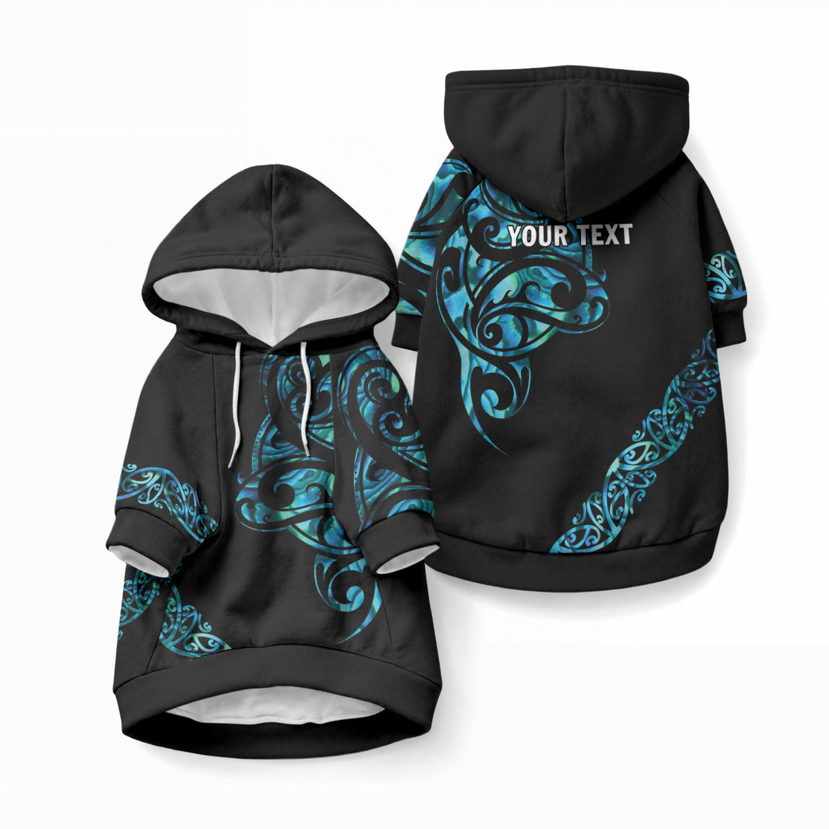 All Black Maori Tribal Tattoo Personalised Pet Hoodie Polynesian Style