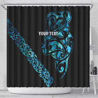 All Black Maori Tribal Tattoo Personalised Shower Curtain Polynesian Style