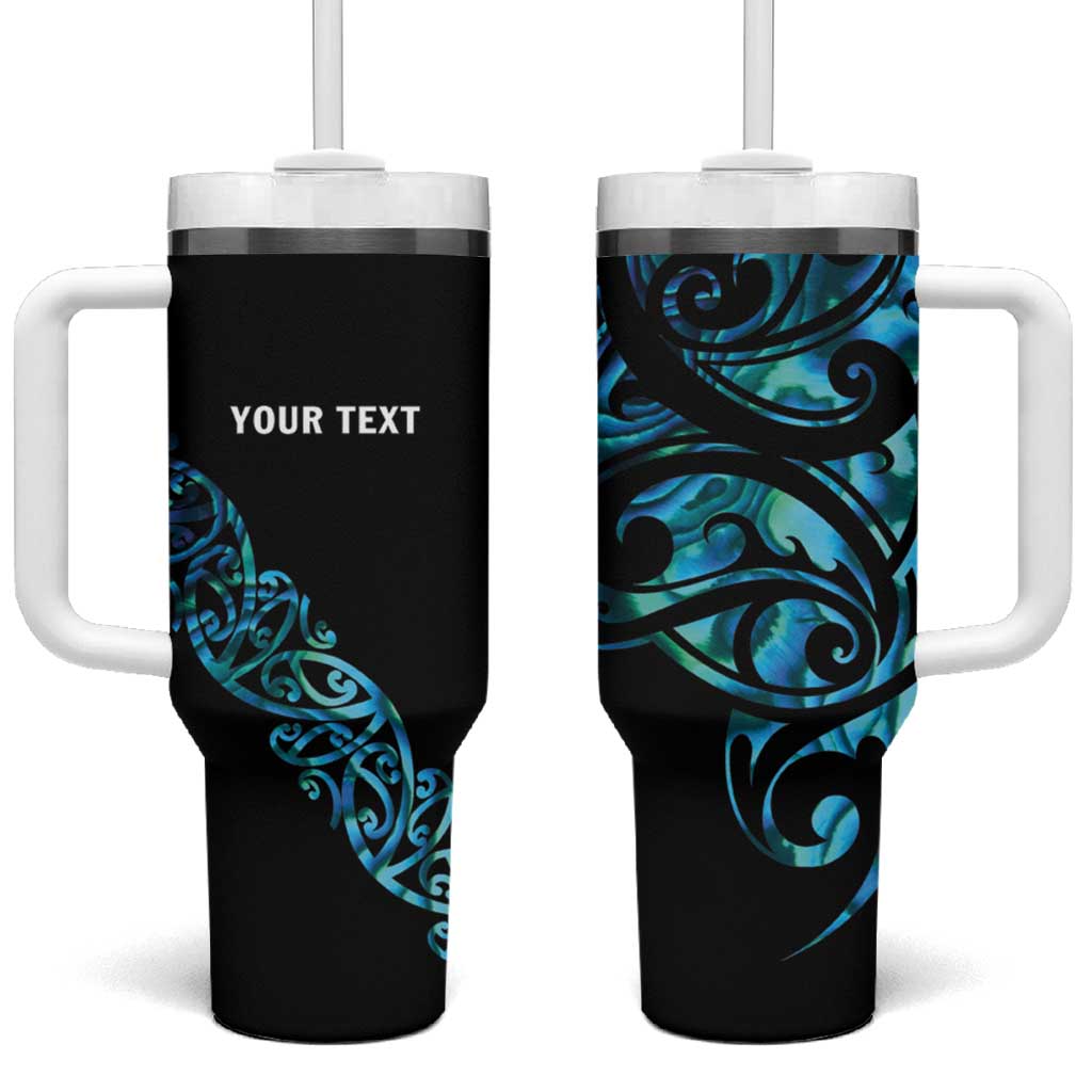 All Black Maori Tribal Tattoo Personalised Tumbler With Handle Polynesian Style