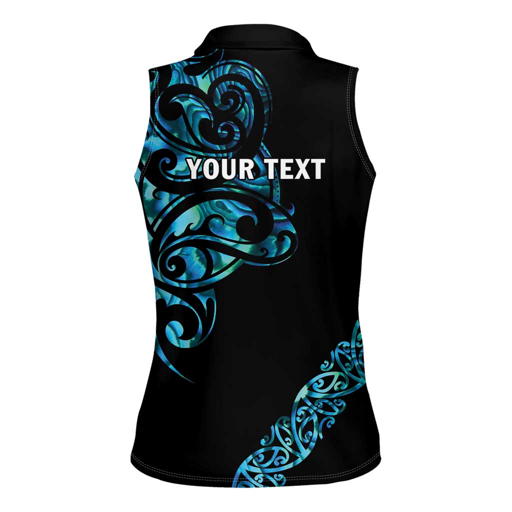 All Black Maori Tribal Tattoo Personalised Women Sleeveless Polo Shirt Polynesian Style LT9 - Polynesian Pride