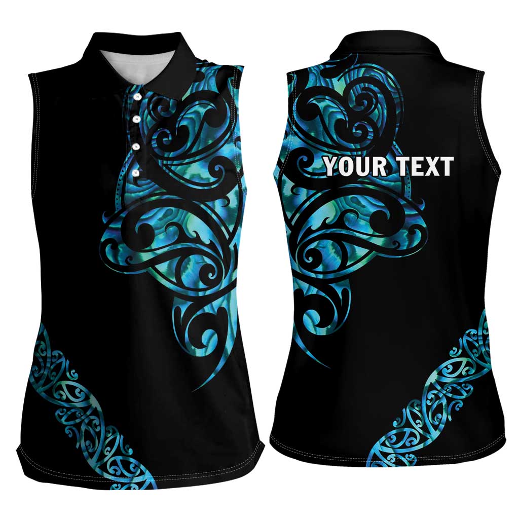 All Black Maori Tribal Tattoo Personalised Women Sleeveless Polo Shirt Polynesian Style LT9 - Polynesian Pride