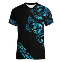 All Black Maori Tribal Tattoo Personalised Women V-Neck T-Shirt Polynesian Style LT9 Female Black - Polynesian Pride