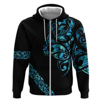 All Black Maori Tribal Tattoo Personalised Zip Hoodie Polynesian Style LT9 Zip Hoodie Black - Polynesian Pride