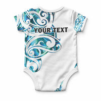 All White Maori Tribal Tattoo Personalised Baby Onesie Polynesian Style