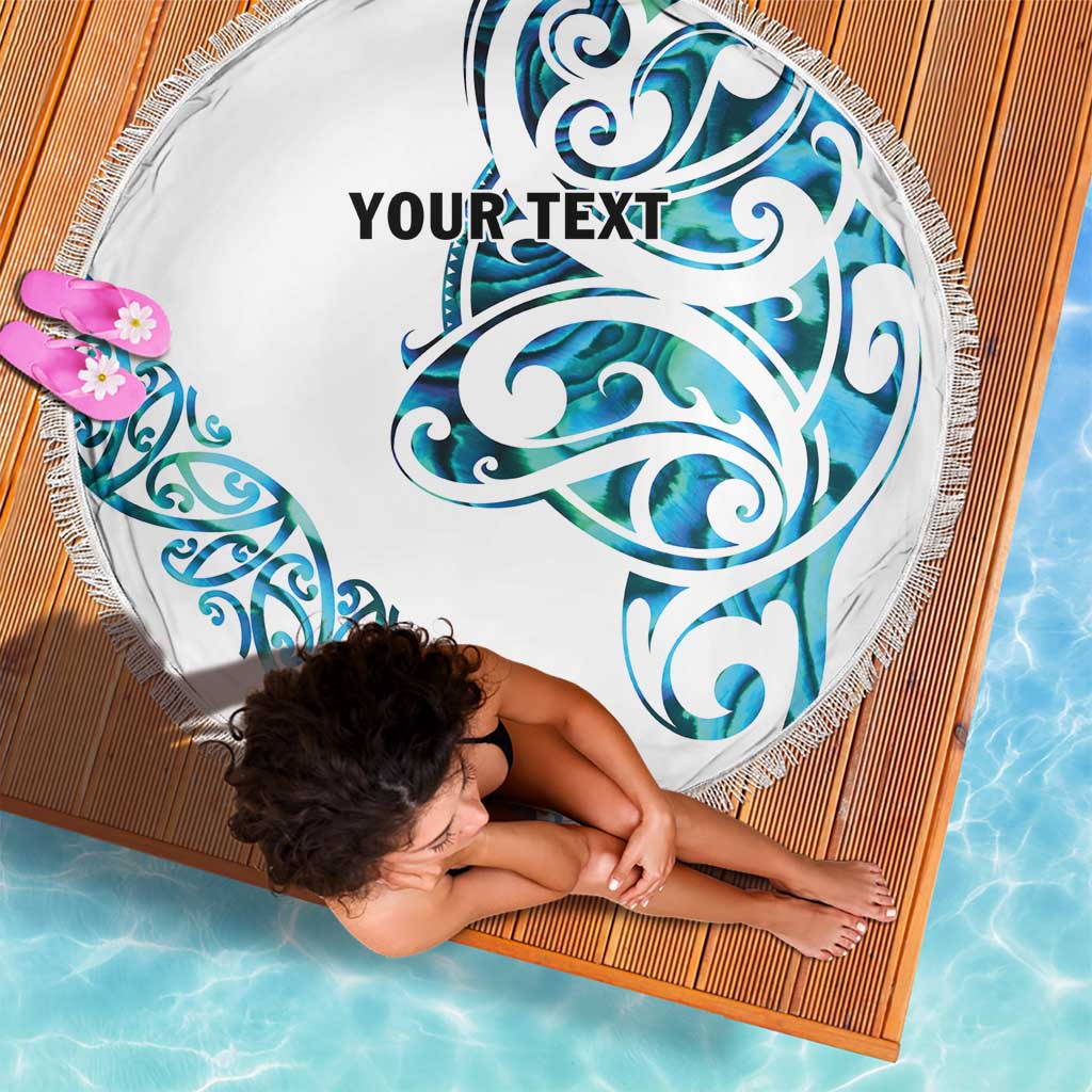 All White Maori Tribal Tattoo Personalised Beach Blanket Polynesian Style