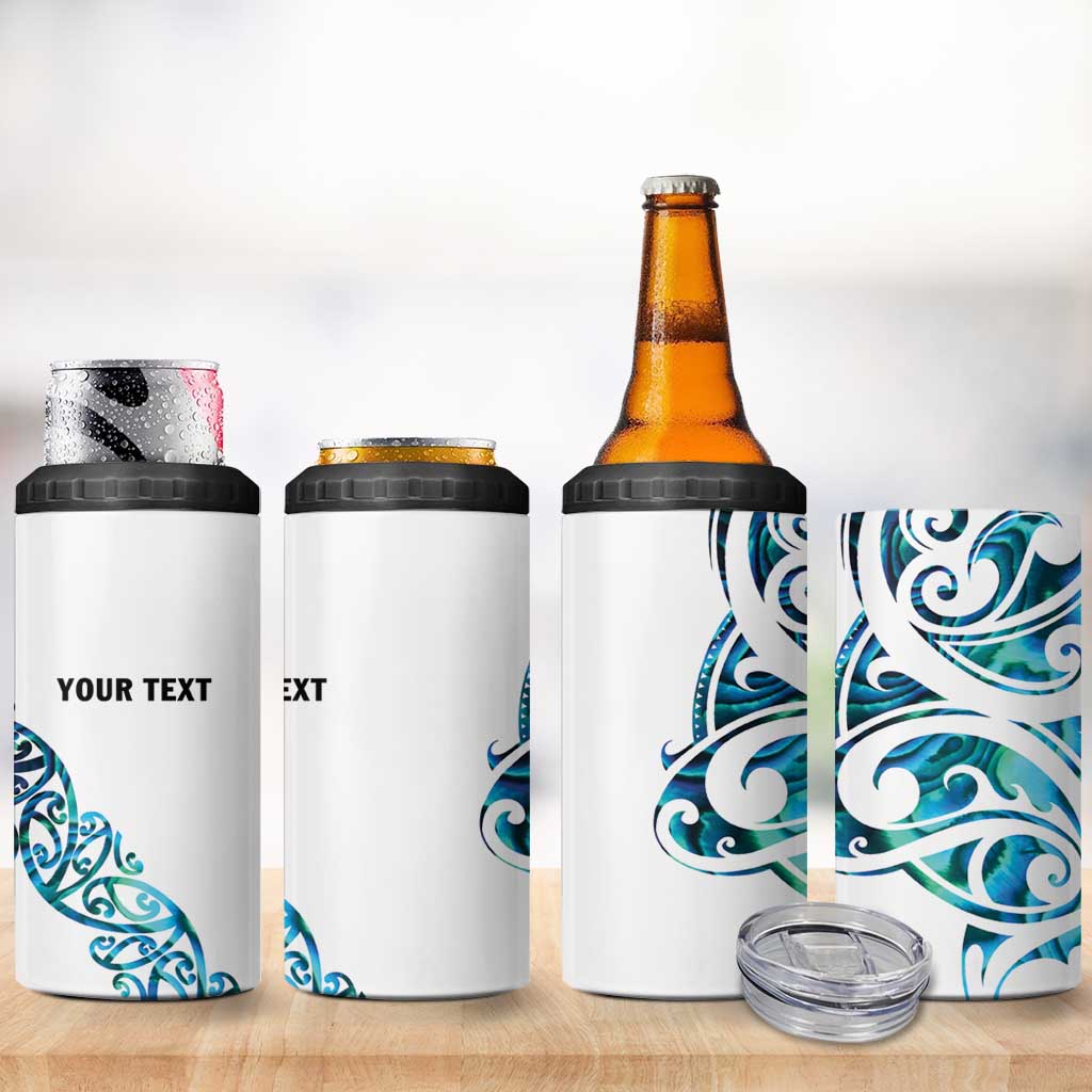 All White Maori Tribal Tattoo Personalised 4 in 1 Can Cooler Tumbler Polynesian Style