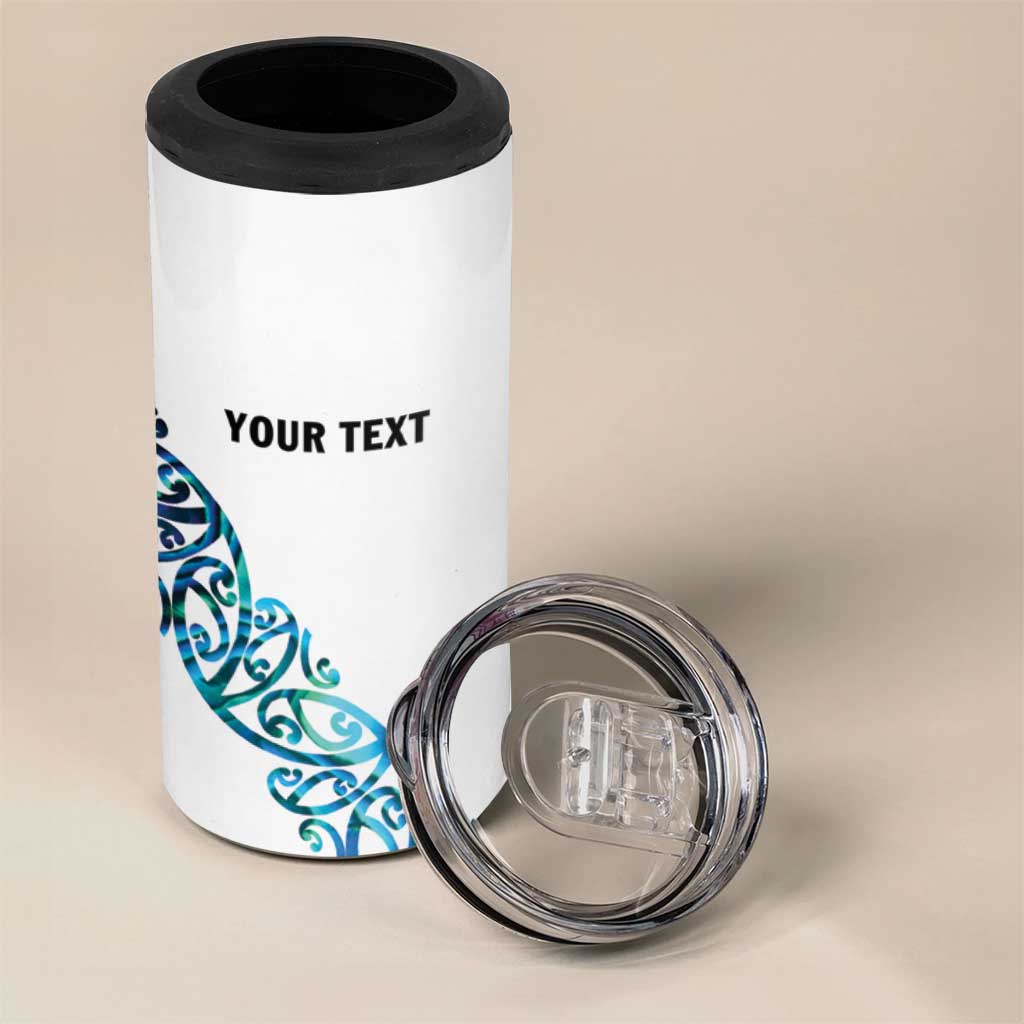 All White Maori Tribal Tattoo Personalised 4 in 1 Can Cooler Tumbler Polynesian Style
