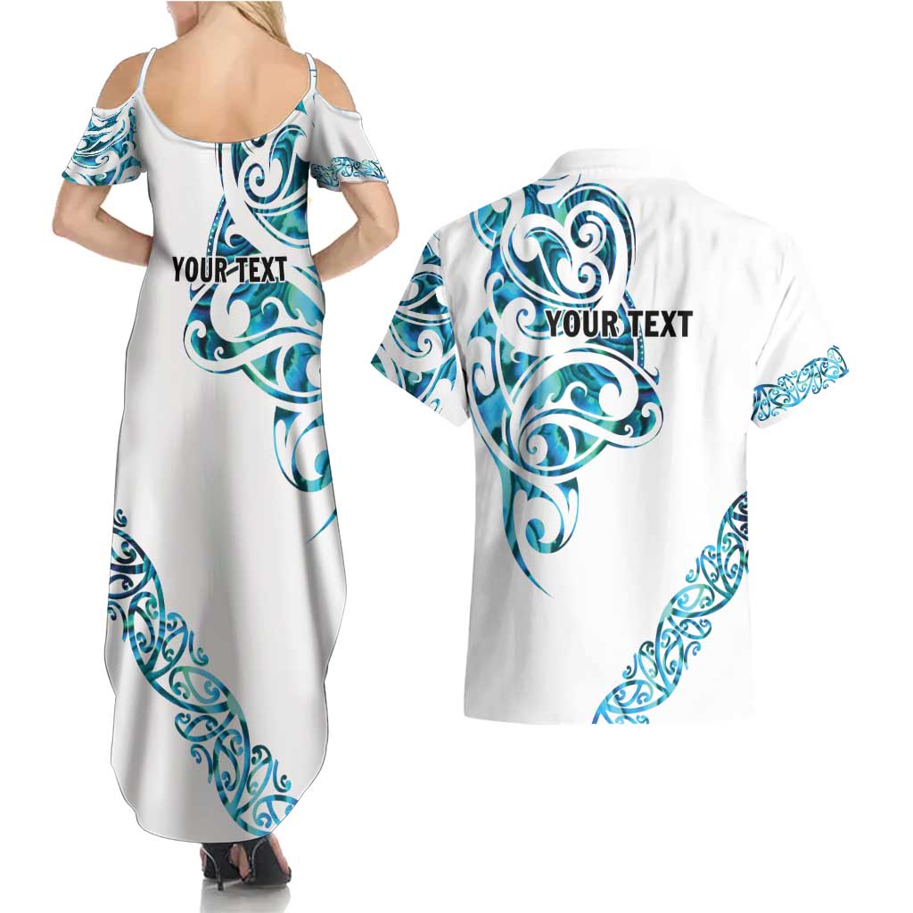 All White Maori Tribal Tattoo Personalised Couples Matching Summer Maxi Dress and Hawaiian Shirt Polynesian Style LT9 - Polynesian Pride