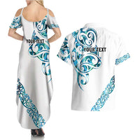 All White Maori Tribal Tattoo Personalised Couples Matching Summer Maxi Dress and Hawaiian Shirt Polynesian Style LT9 - Polynesian Pride