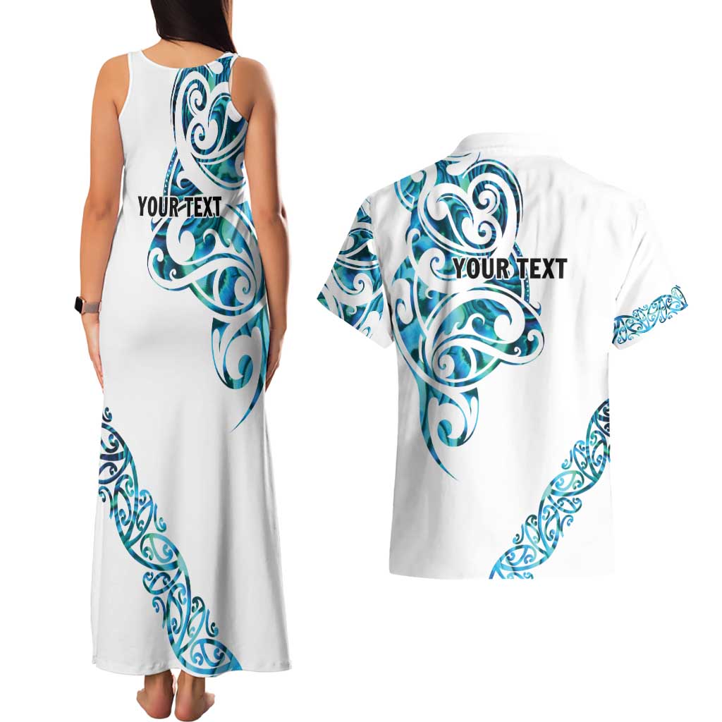 All White Maori Tribal Tattoo Personalised Couples Matching Tank Maxi Dress and Hawaiian Shirt Polynesian Style LT9 - Polynesian Pride