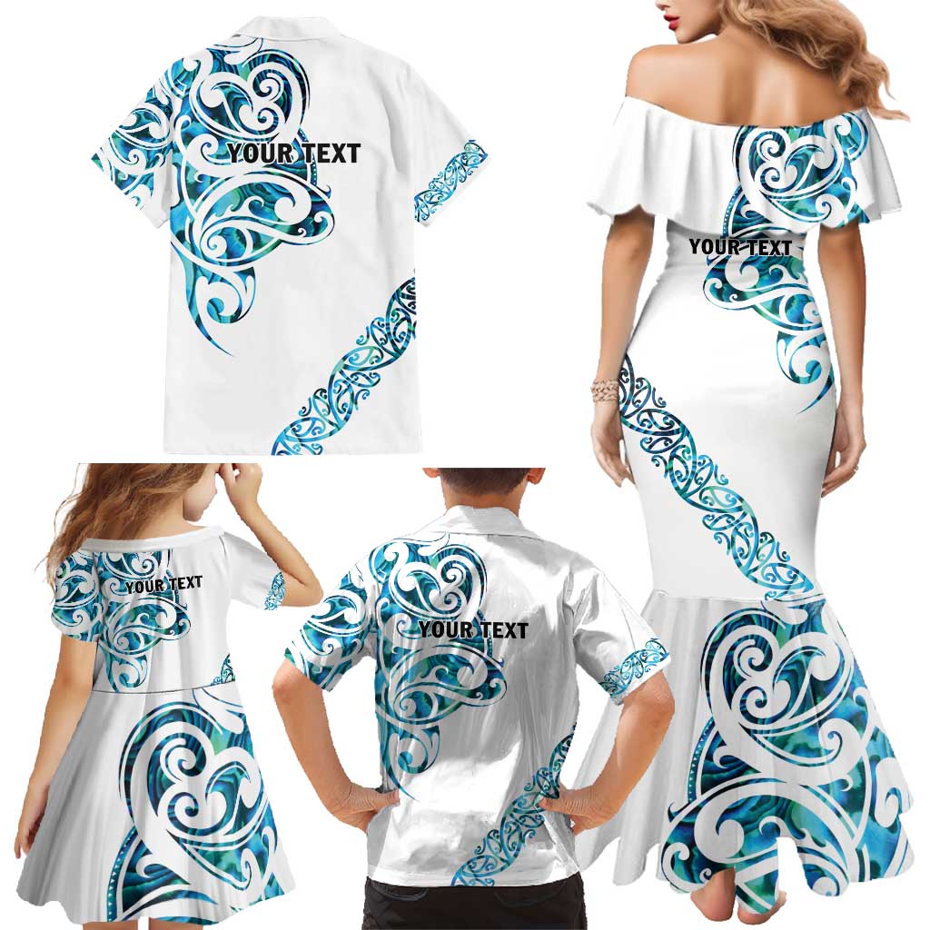 All White Maori Tribal Tattoo Personalised Family Matching Mermaid Dress and Hawaiian Shirt Polynesian Style LT9 - Polynesian Pride