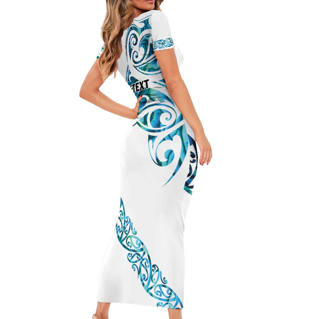 All White Maori Tribal Tattoo Personalised Family Matching Short Sleeve Bodycon Dress and Hawaiian Shirt Polynesian Style LT9 - Polynesian Pride