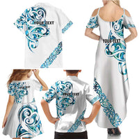 All White Maori Tribal Tattoo Personalised Family Matching Summer Maxi Dress and Hawaiian Shirt Polynesian Style LT9 - Polynesian Pride