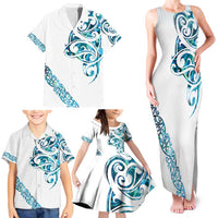 All White Maori Tribal Tattoo Personalised Family Matching Tank Maxi Dress and Hawaiian Shirt Polynesian Style LT9 - Polynesian Pride