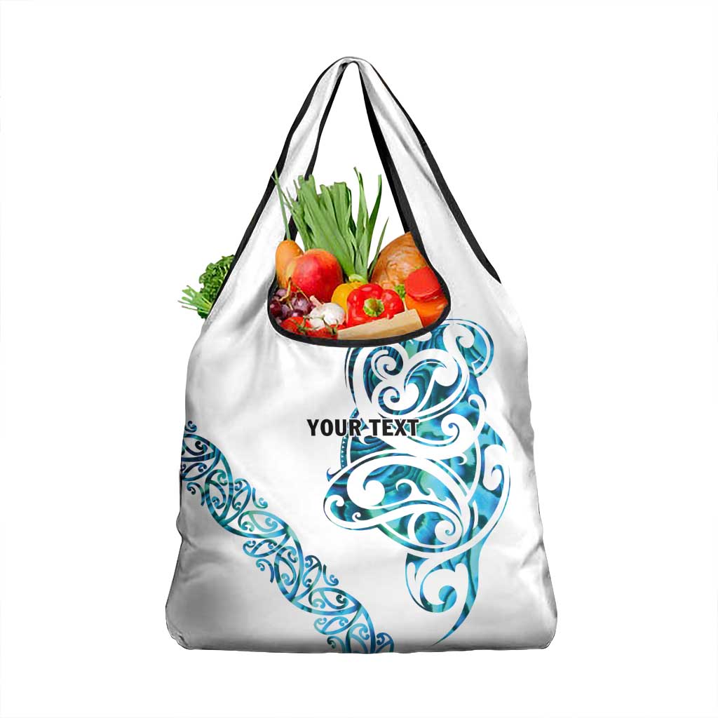All White Maori Tribal Tattoo Personalised Grocery Bag Polynesian Style