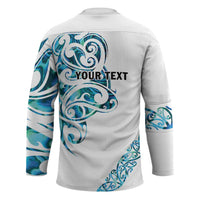 All White Maori Tribal Tattoo Personalised Hockey Jersey Polynesian Style - Polynesian Pride