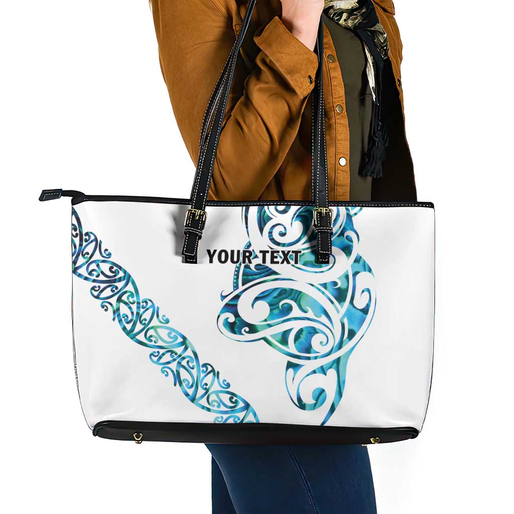 All White Maori Tribal Tattoo Personalised Leather Tote Bag Polynesian Style