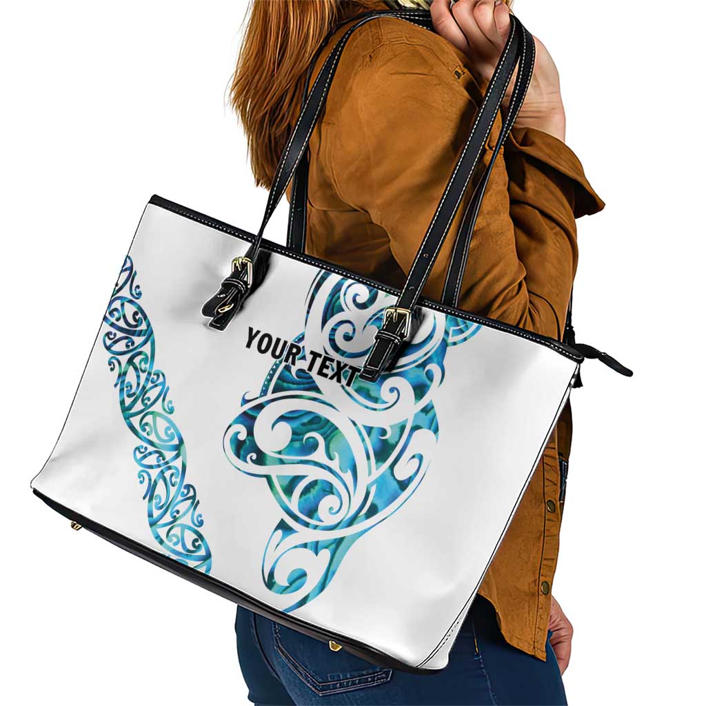 All White Maori Tribal Tattoo Personalised Leather Tote Bag Polynesian Style