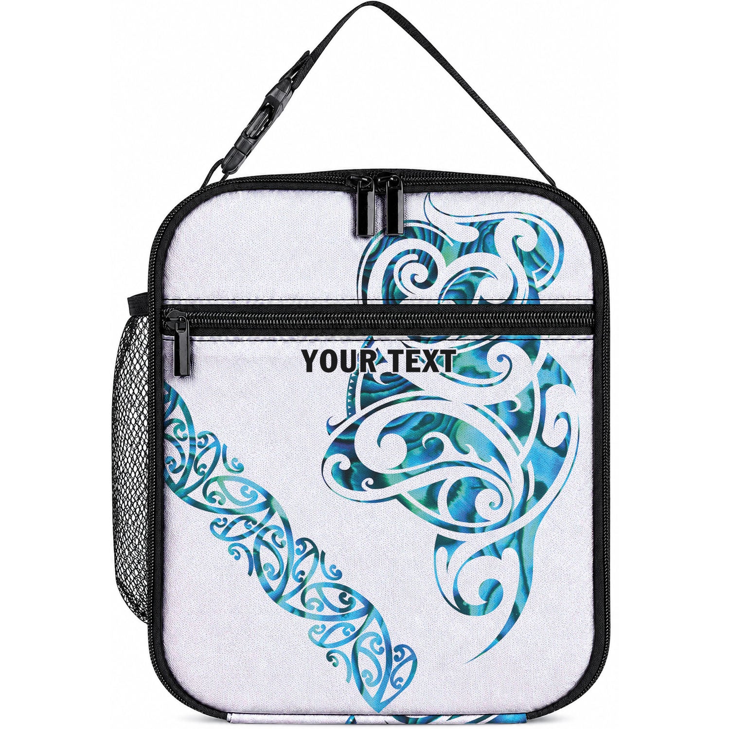 All White Maori Tribal Tattoo Personalised Lunch Bag Polynesian Style LT9 10.2 × 8.3 × 4.3 inch White - Polynesian Pride