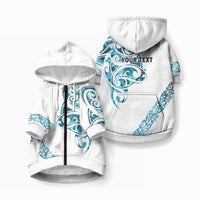 All White Maori Tribal Tattoo Personalised Pet Hoodie Polynesian Style
