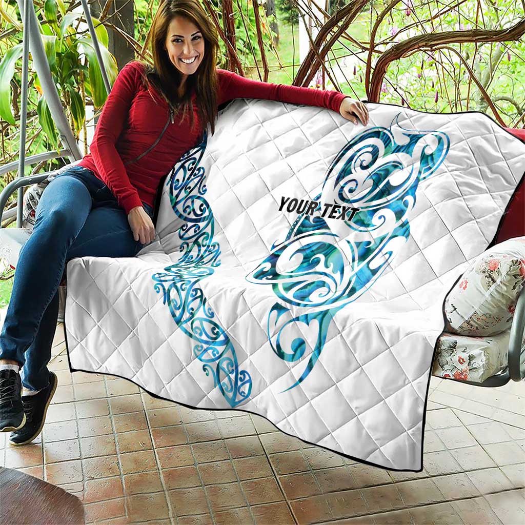All White Maori Tribal Tattoo Personalised Quilt Polynesian Style