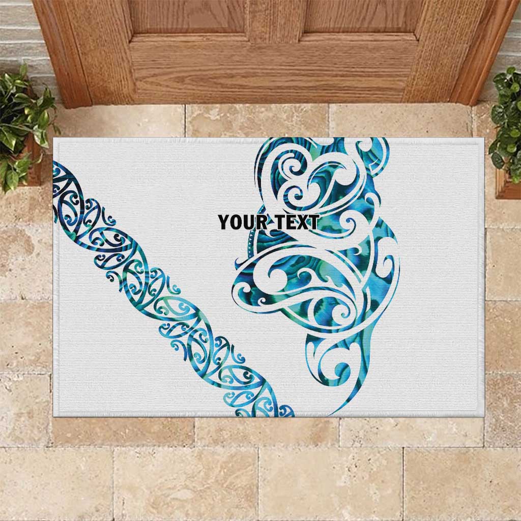 All White Maori Tribal Tattoo Personalised Rubber Doormat Polynesian Style