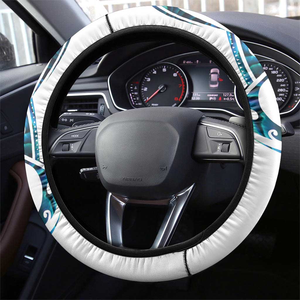 All White Maori Tribal Tattoo Steering Wheel Cover Polynesian Style