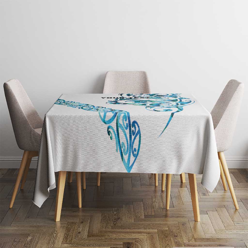 All White Maori Tribal Tattoo Personalised Tablecloth Polynesian Style