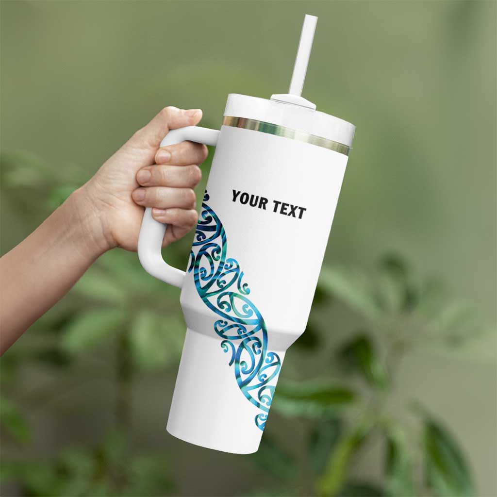 All White Maori Tribal Tattoo Personalised Tumbler With Handle Polynesian Style