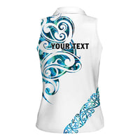 All White Maori Tribal Tattoo Personalised Women Sleeveless Polo Shirt Polynesian Style LT9 - Polynesian Pride
