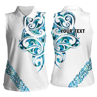 All White Maori Tribal Tattoo Personalised Women Sleeveless Polo Shirt Polynesian Style LT9 - Polynesian Pride