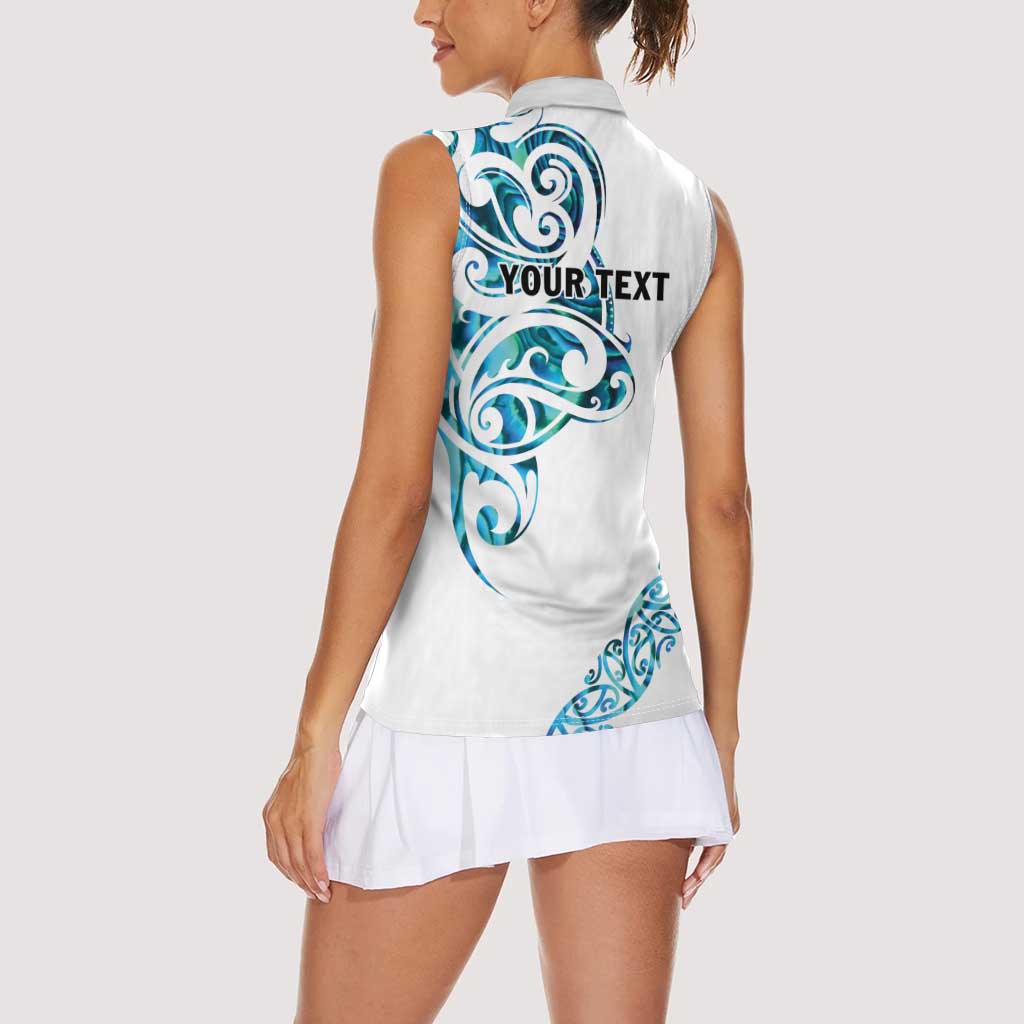 All White Maori Tribal Tattoo Personalised Women Sleeveless Polo Shirt Polynesian Style LT9 - Polynesian Pride