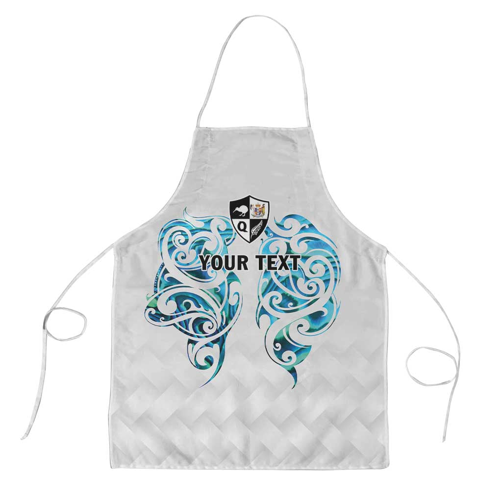 Queensland Maori Kiwi Personalised Apron Ma Kakariki Papua Shell Maori Tribal Tattoo LT9 White - Polynesian Pride