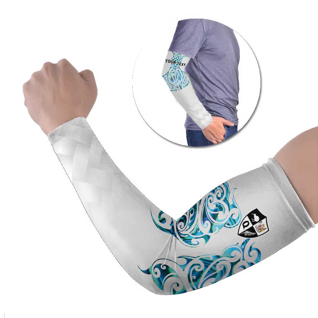 Queensland Maori Kiwi Personalised Arm Sleeves Ma Kakariki Papua Shell Maori Tribal Tattoo LT9 Set of 2 White - Polynesian Pride