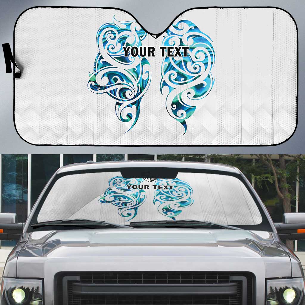 Queensland Maori Kiwi Personalised Auto Sun Shade Ma Kakariki Papua Shell Maori Tribal Tattoo LT9 White - Polynesian Pride